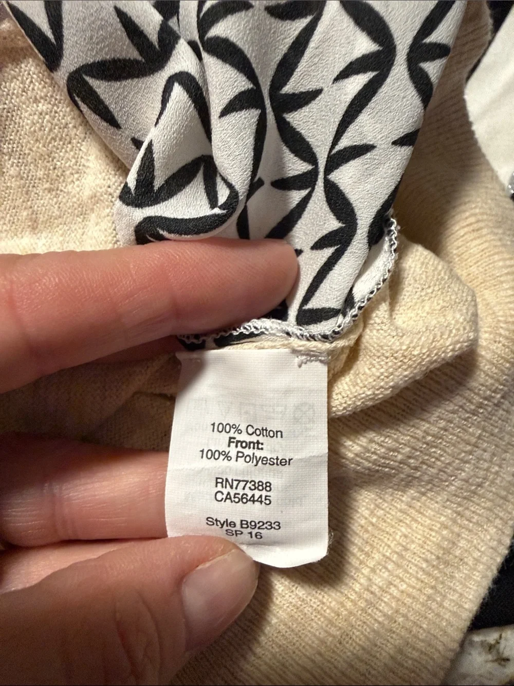 J. Crew Cream and Navy Geometric Short-Sleeve Knit Tee